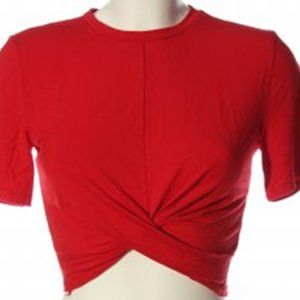Women's Short Sleeve Knot Detail Crop Top